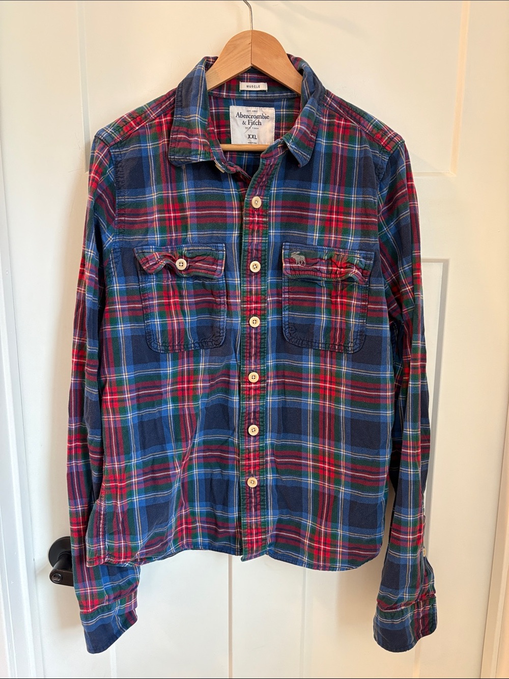 Abercrombie & Fitch Men's Navy and red classic plaid XXL